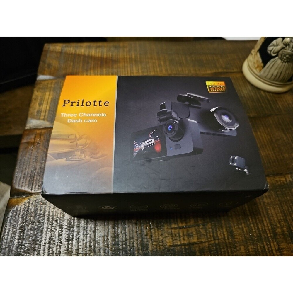 Prilotte - 3 Channels Dash Cam With Free SD Card, Motion Sensor, Night Vision